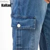 Jeans pour hommes Kakan - Nouveau créateur de tendances de la rue européenne et américaine Jeans à bretelles multi-poches pour hommes Combinaison à bretelles bleue K34-667L240111