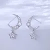 Boucles d'oreilles Vonmoos 925 en argent Sterling étoiles goutte pour les femmes de luxe mode mignon lune Piercing bijoux accessoires