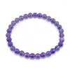 Strand Natural 6mm Fashion Stone Armband Tourmaline Amethyst Amazonite Moonstone Citrine Quartz för män Kvinnor smycken charm söt gåva