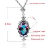 Fashion Pendant Women Handmade Mystic Rainbow Lab Topaz Stone Bohemia 925 Sterling Silver Necklace Party Vintage Jewelry 240112