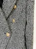 High Street Est FW Designer Woolen Coat Womens Slim Montering Lion Button HerringBone Striped Tweed Jacket Blazer 240112