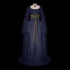 Robe femme Halloween automne hiver médiéval rétro longue jupe col rond irrégulière sorcière Costume drôle Style vêtements 240111