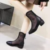 Stiefel Sommer Atmungsaktive frauen Mesh Spitz High Heels Einfarbig Zurück Zip Dicken Boden Schuhe Botas Para Mujeres