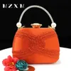 Оранжевый цвет, женские элегантные вечерние сумки, вечерние свадебные сумки на плечо с цепочкой, роскошный кошелек-клатч 240111