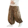 Pantalones para hombres de alta calidad para hombres estilo chino flor oscura pana pantalones casuales pantalones elásticos cintura moda suelta pantalones de pierna ancha masculino