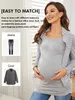 Liu Qu 3PCS Women Maternity Tops Long Sleeve Pregnancy TShirt Round Neck Flattering Side Ruched Shirt Clothes Casual 240111