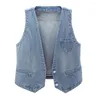 Damesvesten Lady Herfstjas Vintage-geïnspireerde denim voor dames Loose Fit Dubbelgeknoopt Hop Streetwear Lente/herfstmode