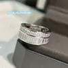 Lyxringar med sidorstenar Toppkvalitet S925 Sterling Silver Move Brand Designer Två lager kedja zirkonbredd bröllop brudar kvinnor smycken paryt gåva