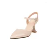 Sandals Solid Bright Yellow Orange Color Strange High Heels Pointed Toe Buckle Strap Fashion Wedding Bride Shoes Summer Women