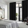 1Pc Black Blackout Curtain Light Reducing Thermal Insulated Grommet Black Out Curtain Panels Drapes for Living Room Bedroom 240113