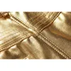 Motorcycle PU Leather Pants Mens Brand Skinny Shiny Gold Silver Black Trousers Nightclub Stage for Singers Dancers 240111