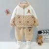 Enfant en bas âge bébé garçons vêtements ensembles épais en peluche chaud hiver vêtements ensembles pour garçon sweat à capuche veste pantalon enfants costume 0-5Y CHG2401126-6