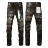 Designer jeans heren Paarse jeans dames broek paars ksubi jeans High Street Paars Retro Paint Spot Slim Feet Micro-elastische jeans Hiphop Ritsgat groothandelsprijs