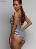 Women's Swimwear S - XL New Striped V shape Wire One Piece Swimsuit Women Female V-bar Underwired Bather Bathing Suit Swim Monokini V472 YQ240112