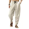 Pantalones de hombre sueltos casuales simples de moda con cordón hip-hop color sólido masculino largo playa hombre pantalones de tela