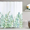 Cortinas de chuveiro cortina com 12 ganchos folhas lavável têxtil crianças banheira impressão digital 180x180 cm branco verde