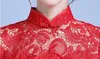 Robes de mariée chinoises traditionnelles, sirène, col Mandarin, cérémonie du thé, Cheongsam, robes de soirée de mariée en dentelle rouge