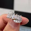 Clusterringe Huitan Unregelmäßig geformte Damen mit geometrischem Zirkonia Mode Vielseitiger weiblicher Ring Exquisites Geschenk Mädchenschmuck