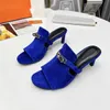 Högkvalitativ designer Kvinnor Sandaler Luxury Dinner Real Leather Fashion Design Slipper Casual Muller Shoes Office Girl Bar Shoes For Ladys High Heel