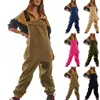 Damesfleece overalls Onepiece Slabbetjes Jumpsuits Verstelbare jarretelbandjes Warme winter Fuzzy skibroek 240112