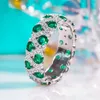 High Jewelry Lab Emerald Ring Solid S925 Sterling Silver Womens Fine Gemstone For Women Party Holiday Gift Luxury 240112