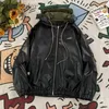 Gmiixder Streetwear leren jassen voor mannen en vrouwen Losse capuchon High-end PU-leren jas Retro motorfiets honkbaluniformen 240112