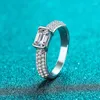 Cluster ringen Loriele White Gold 1ct Radiant/Emerald Cut Moissanite Ring for Women Bridal Lab Diamond Huwelijk Band 925 Silver