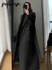 Giacca lunga in lana giacca casual da donna doppiopetto in lana artificiale autunno moda abito nero da donna inverno 240112