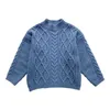 Pullover barn vinter tröja koreansk stil baby crewneck topp jacquard tröja fast färg ny fashionabla varma enkla barn tröja2401