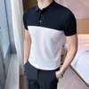 Männer Polos Hohe Qualität Sommer Eis Seide Kurzarm Gestrickte Poloshirt Männer Kleidung 2024 Drehen Unten Kragen Slim Fit casual Tee Homme