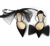 2024 słynna sukienka ślubna dla kobiet sandały buty siatki kokardy krawędzi Aveline Stiletto pięta kostka Pasek seksowna dama pompki czarne białe czerwone złoto EU35-43