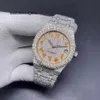 Luxury Designer Męscy Męsanite Automatyczny Srebrny Diamond Pass Test Test Fave Falue Ruch Kryształ ze stali nierdzewnej zegarek Sapphire Sapphire