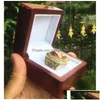 Cluster Rings 1991 Braves World Baseball Team Championship Ring With Wooden Display Box Souvenir Men Fan Gift 2023 Wholesale Drop De D Otnrg