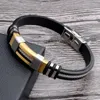 Charme pulseiras sílica gel de aço inoxidável prata cor prendedor ranhurado metal corrente inserção moda simples pulseiras para homens