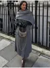 Cappotto di lana da donna elegante a maniche lunghe abbigliamento da strada giacca moda coreana tinta unita oversize 2024 nuovo cappotto autunno e inverno 240112