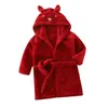 Autumn Winter Kids Hooded Bathrobe Baby Boys Girls Cartoon Rabbit Flannel Pajamas Children Soft Bath Robe Nightgown Bath Rob 240111