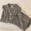home clothing Pajama women's spring and autumn long sleeved high-end gray simple cardigan can be worn as a two-piece home suitvaiduryd