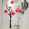 Creativo 3d adesivi in cristallo acrilico vaso prugna parete tridimensionale soggiorno TV sfondo decorazione casa 240112