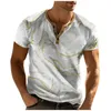 Men's T Shirts Abstract Art 3D Printed Casual Retro Street Clothing Button Up Fashion Short Sleeved T-shirt Tops Clothes
