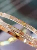 Thin Rose Gold Designer Diamonds for Women Top V-Gold Sier Armband Open Style Wedding Jewelry With Box