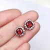 Stud Earrings Dazzling Garnet For Office Woman 6mm VVS Grade Natural 925 Silver Jewelry