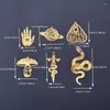 Charms 10st mässing Filigree Hollow Out Golden Sword Snake Heart Mushroom rostfritt stål smycken hänge