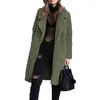 Trench-coat uni en flanelle adapté aux femmes décontracté mélange flou couleur unie chemise longue cardigan veste manteau en duvet 2023 mode 240112