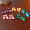 Stud Earrings Cute Crystal Resin Flower For Ladies Girls 2024 Spring Summer Beach Holiday Pendientes