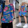 Survêtements pour hommes 2024 Nord-Est Big Flower Design Tshirt Set Style chinois à manches courtes Tendance Streetwear Costume Casual Oversize Hommes Vêtements