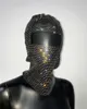 Y2K Balaclava Diamantes Brilhantes Chapéu Turbante Mulheres Oco Fishnet Strass Headhood Club Rave Party Cabeça Máscara Headwrap Headcover 240111