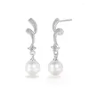 Dangle Earrings Huitan Sparkling Simulated Pearl Drop For Women Graceful Engagement Wedding Accessories Fancy Girl Gift Fashion Jewelry