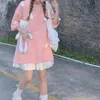 Abiti da lavoro Abito estivo giapponese con gonna da donna T-shirt da ragazza rosa allentata per studentessa carina Due pezzi