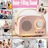 Lautsprecher Retro Bluetooth -Lautsprecher, niedlicher Mini -Lautsprecher mit FM Radio, tragbarer drahtloser Lautsprecher mit TWS Music Player HiFi Stereo TF USB