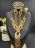 Ensemble de bijoux plaqué or 24 carats pour femmes, collier et boucles d'oreilles, dubaï, vêtements quotidiens et ensembles de bijoux, idées cadeaux pour fête de mariage